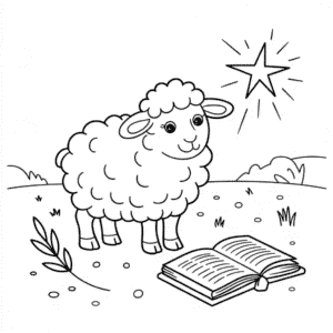Disegno di Bibbia e Pecore da Colorare