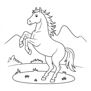 Disegno di Cavallo Sulle Sue Zampe Posteriori da Colorare