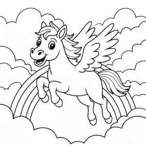 Disegno di Cavallo Volante da Colorare