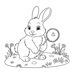 Disegno di Coniglio Nero e Bianco da Colorare