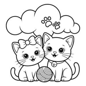 Disegno di Due Gatti da Colorare