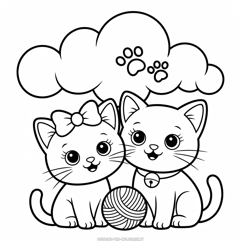 Disegno di Due Gatti da Colorare