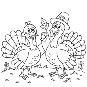 Disegno di Due Tacchini da Colorare