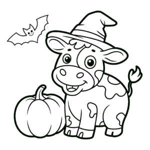 Disegno di Felice Halloween Mucca da Colorare
