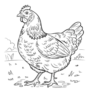 Disegno di Gallina Adulta da Colorare