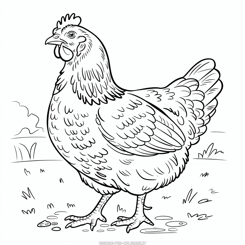 Disegno di Gallina Adulta da Colorare