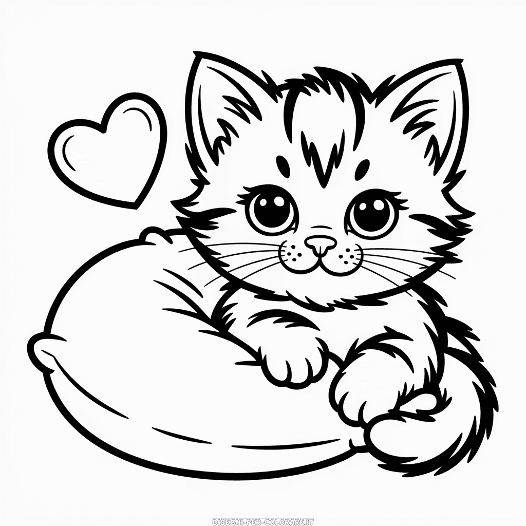 Disegno di Gatto Adorabile da Colorare
