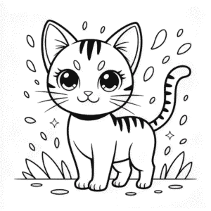 Disegno di Gatto Anime da Colorare
