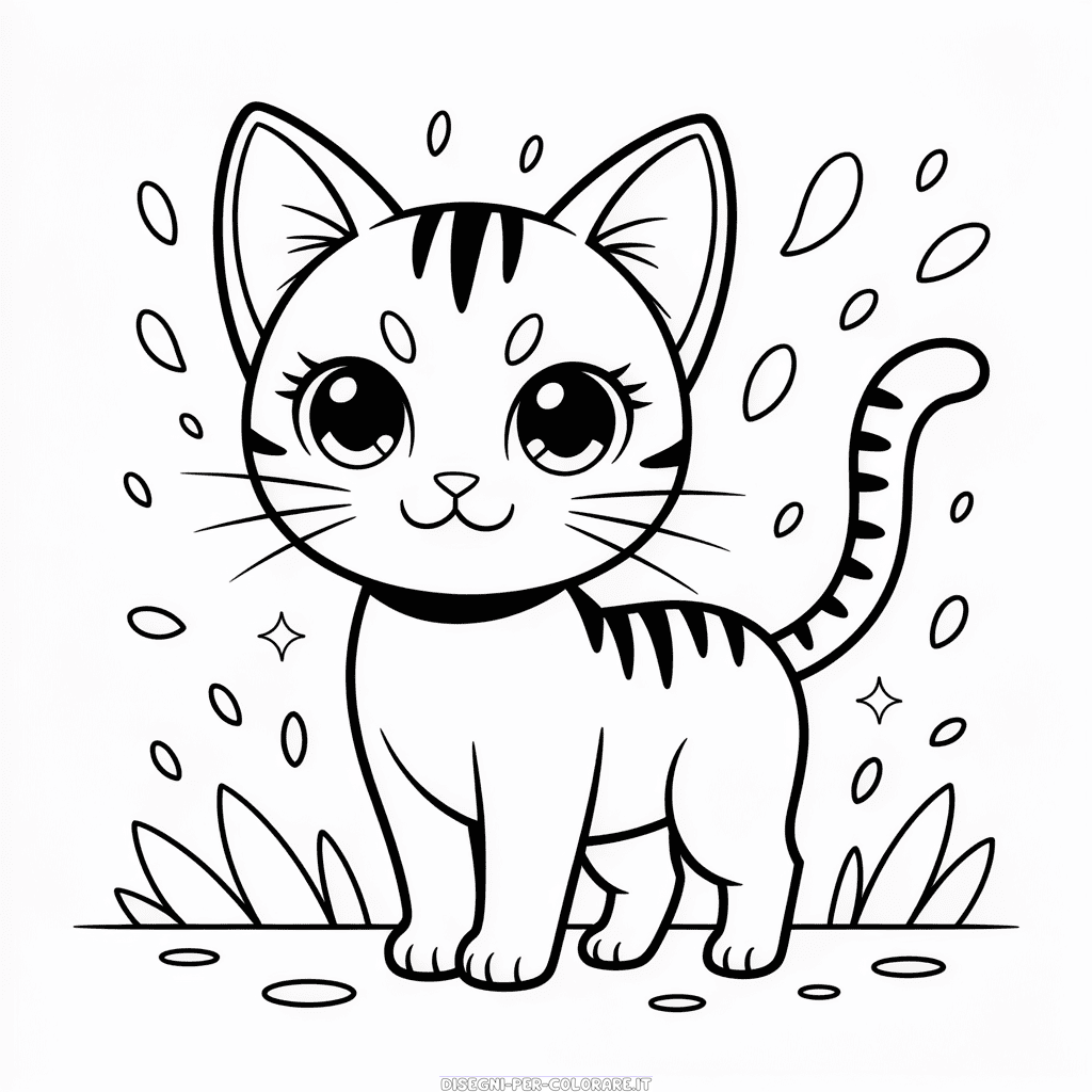 Disegno di Gatto Anime da Colorare
