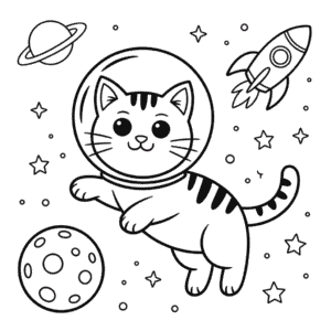 Disegno di Gatto Astronauta da Colorare