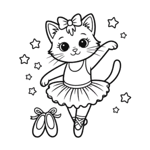 Disegno di Gatto Ballerino da Colorare