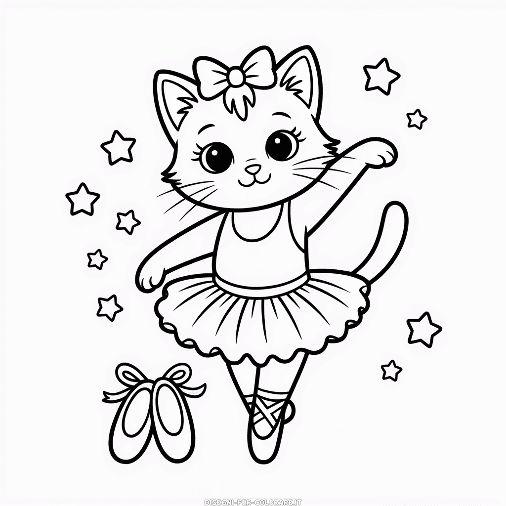 Disegno di Gatto Ballerino da Colorare