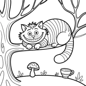 Disegno di Gatto di Alice nel Paese delle Meraviglie da Colorare