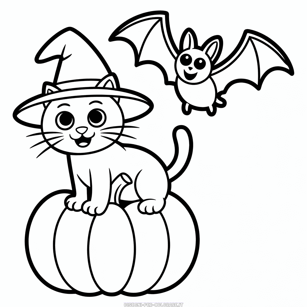 Disegno di Gatto di Halloween da Colorare