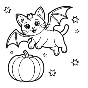 Disegno di Gatto Pipistrello da Colorare