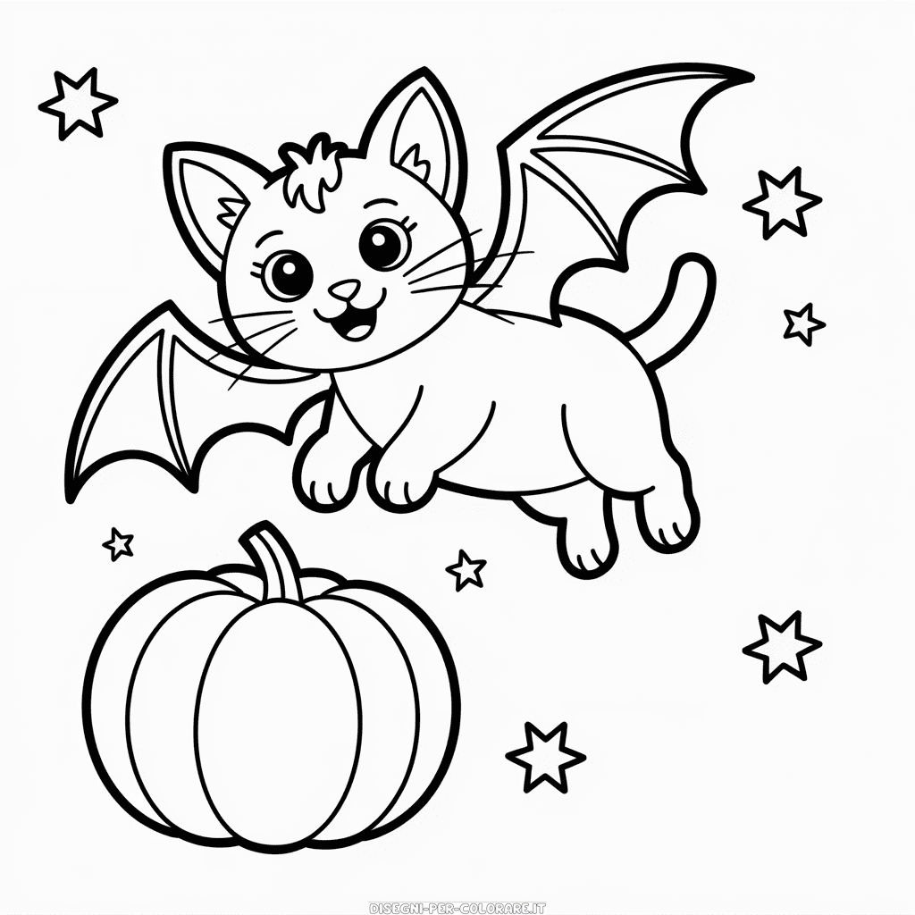 Disegno di Gatto Pipistrello da Colorare