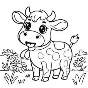Disegno di Mucca Chibi da Colorare