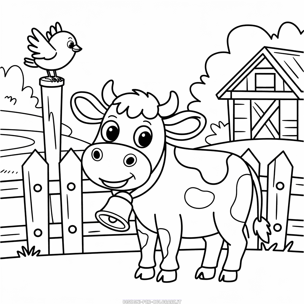 Disegno di Mucca in una Fattoria da Colorare