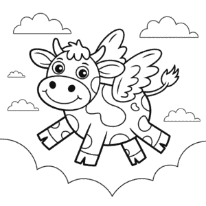 Disegno di Mucca Volante da Colorare