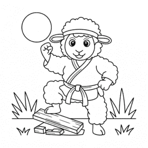 Disegno di Pecora Karateka da Colorare
