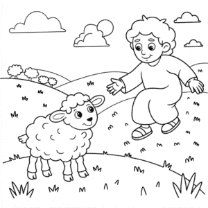 Disegno di Storia della Bibbia La Pecora Perduta da Colorare