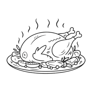 Disegno di Tacchino al forno da Colorare