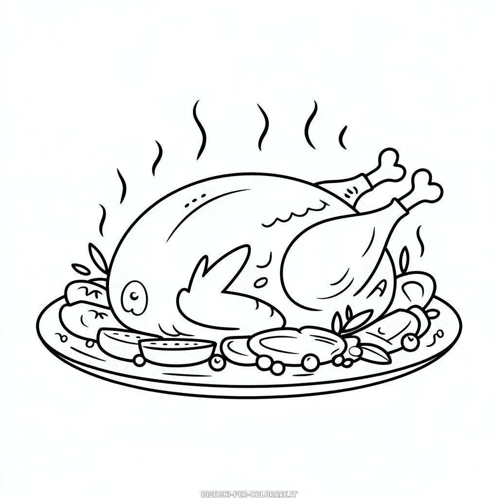 Disegno di Tacchino al forno da Colorare