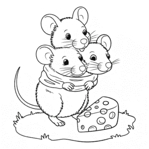 Disegno di Topo a Tre Teste da Colorare