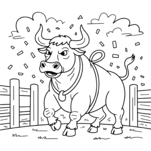 Disegno di Toro del Rodeo da Colorare