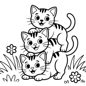 Disegno di Tre Gatti da Colorare