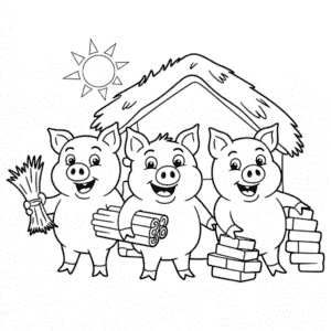 Disegno di Tre Piccoli Porcellini da Colorare