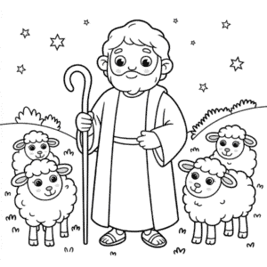 Disegno di Abraham e Pecore da Colorare