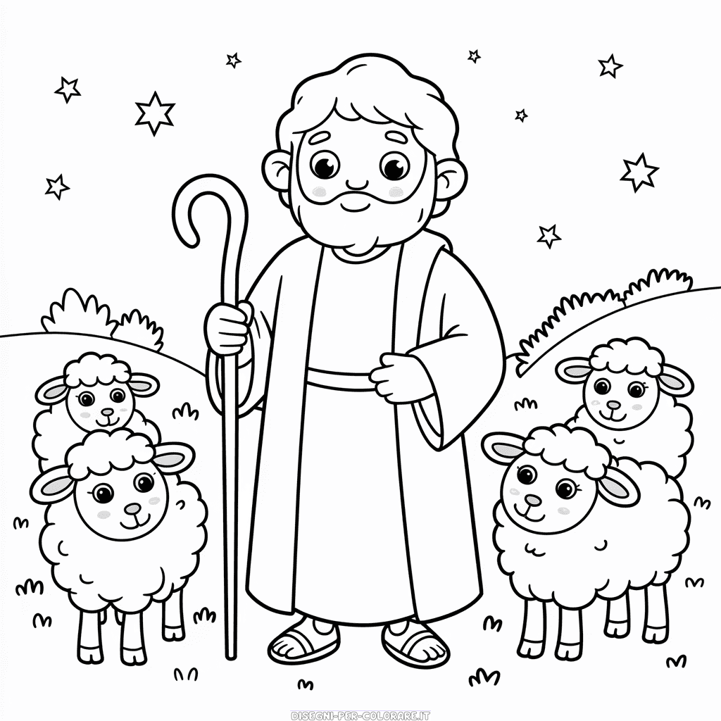 Disegno di Abraham e Pecore da Colorare