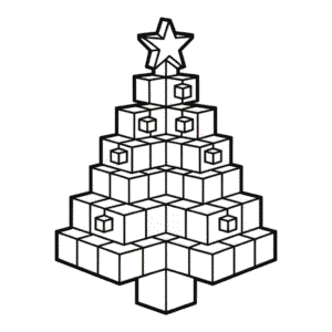 Disegno di Albero di Natale Minecraft da Colorare