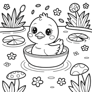 Disegno di Anatra Kawaii da Colorare