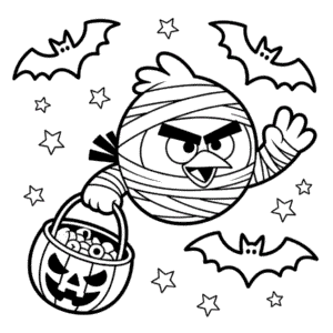 Disegno di Angry Bird Halloween da Colorare
