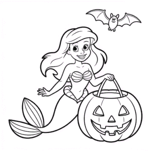 Disegno di Ariel Halloween da Colorare