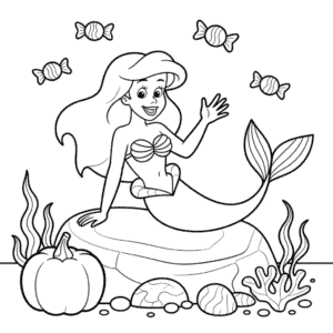 Disegno di Ariel Halloween da Colorare