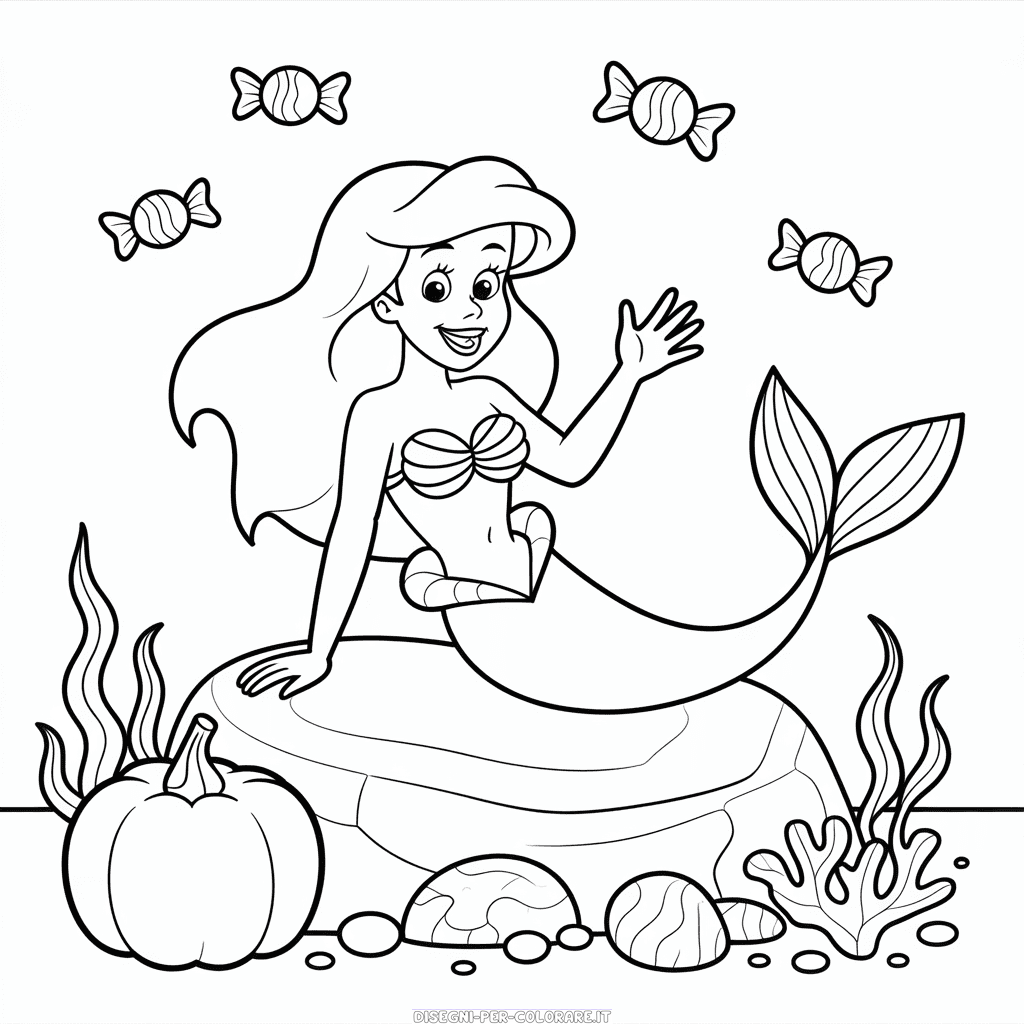 Disegno di Ariel Halloween da Colorare