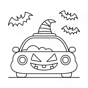 Disegno di Auto di Halloween da Colorare
