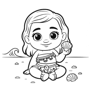 Disegno di Baby Vaiana da Colorare