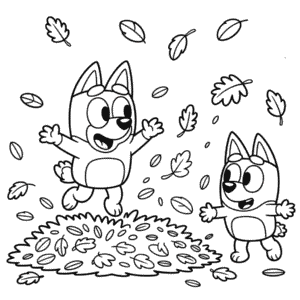 Disegno di Bluey Autunnale da Colorare