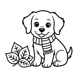 Disegno di Cane Autunno da Colorare