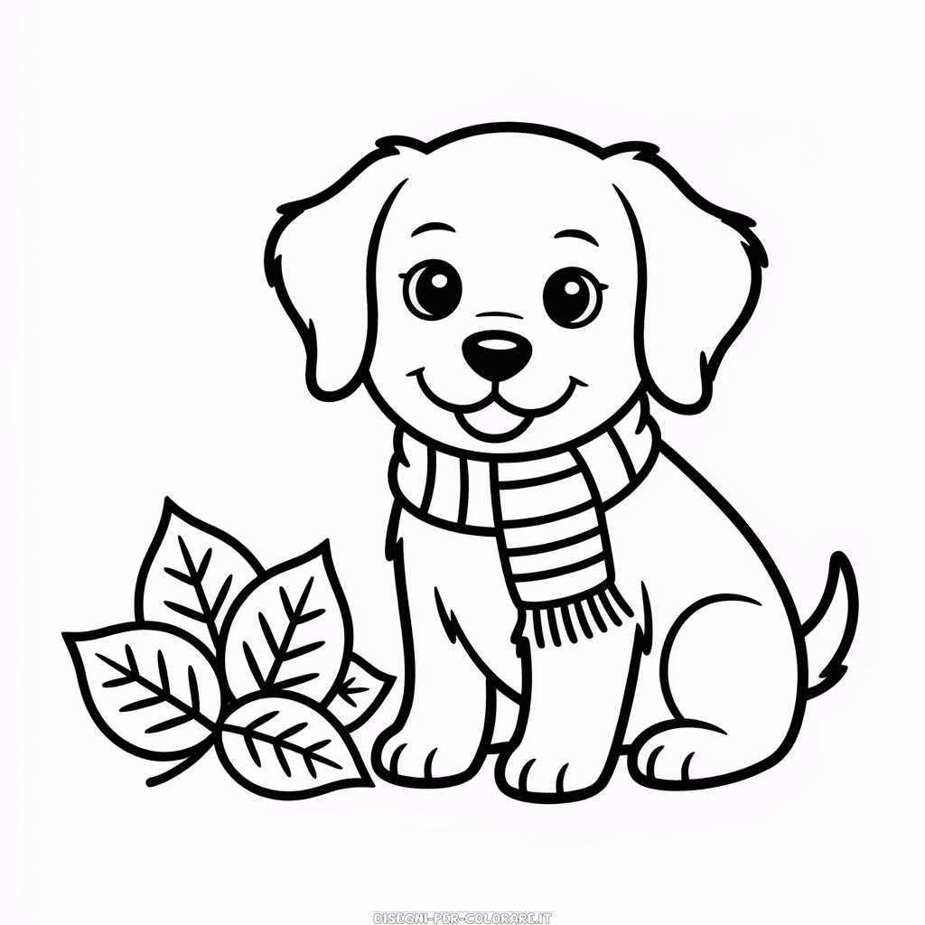 Disegno di Cane Autunno da Colorare