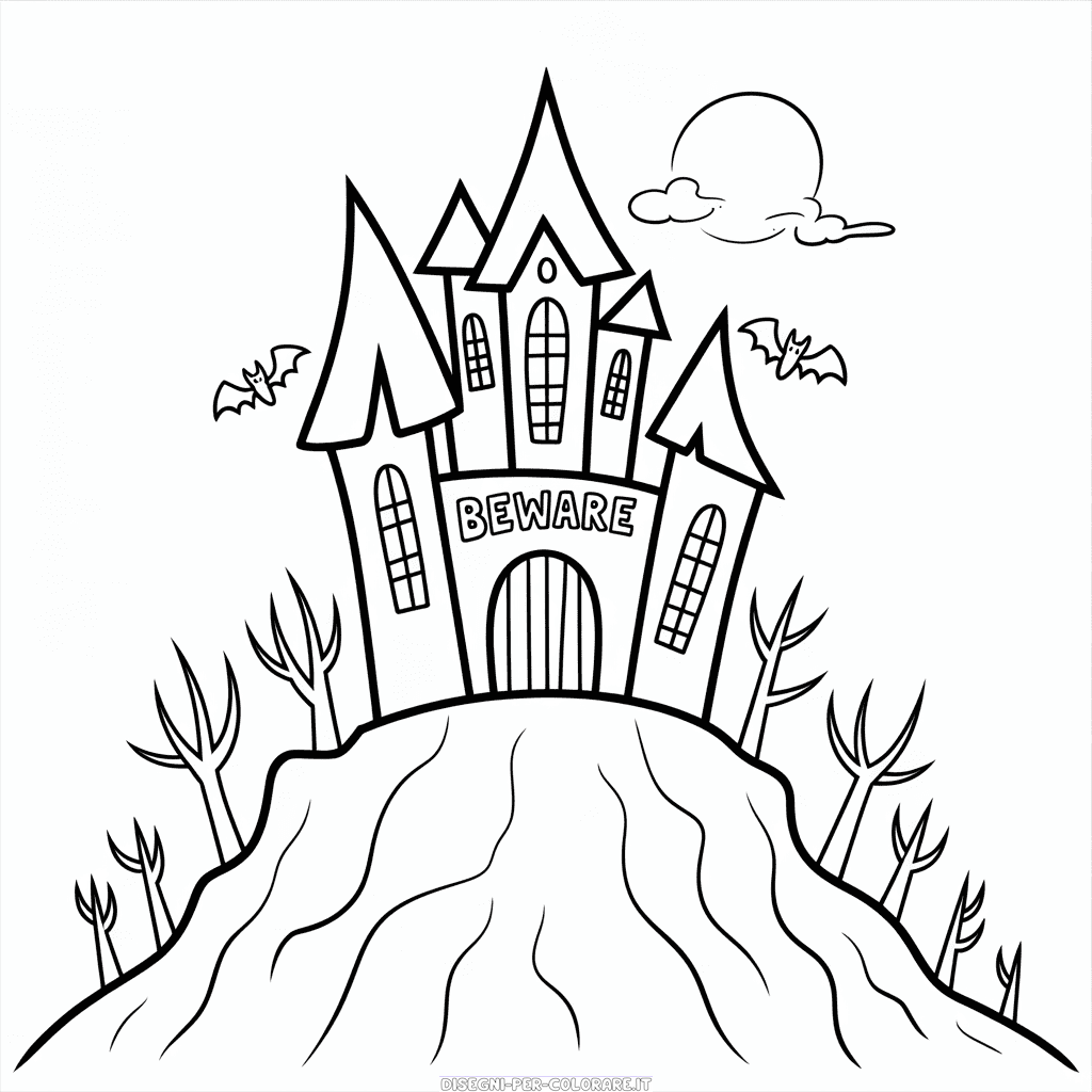 Disegno di Castello di Halloween da Colorare