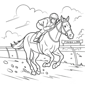 Disegno di Cavallo Corre in Gara da Colorare