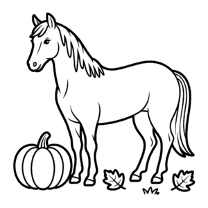 Disegno di Cavallo in Autunno da Colorare
