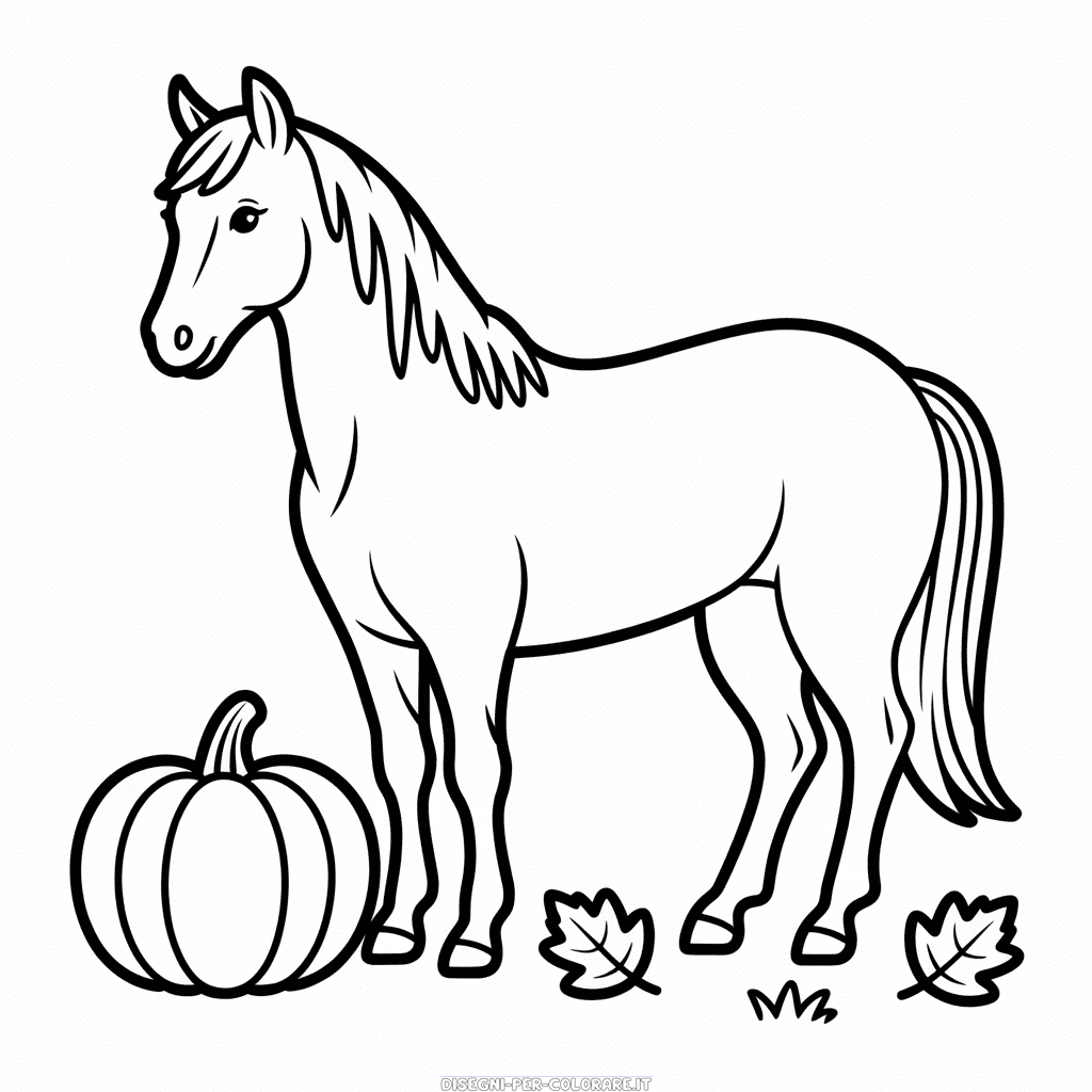 Disegno di Cavallo in Autunno da Colorare