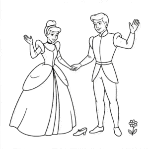 Disegno di Cenerentola e il Principe da Colorare