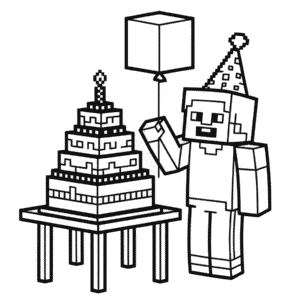 Disegno di Compleanno Minecraft da Colorare